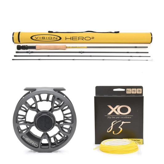 Vision Hero 2 Stang-Snelle-Line 9ft #5 - 9,3ft #6 - 9,6ft #7 Custom Fluefiskesett