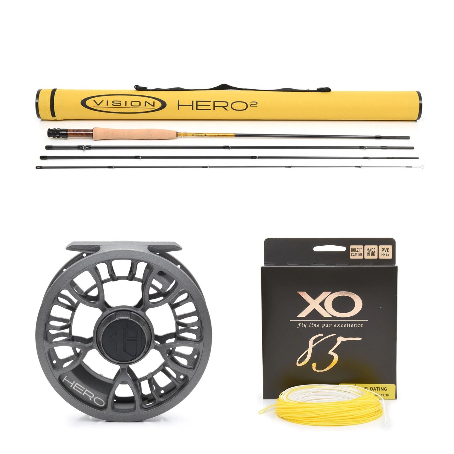 Vision Hero 2 Stang-Snelle-Line 9ft #5 - 9,3ft #6 - 9,6ft #7 Custom Fluefiskesett